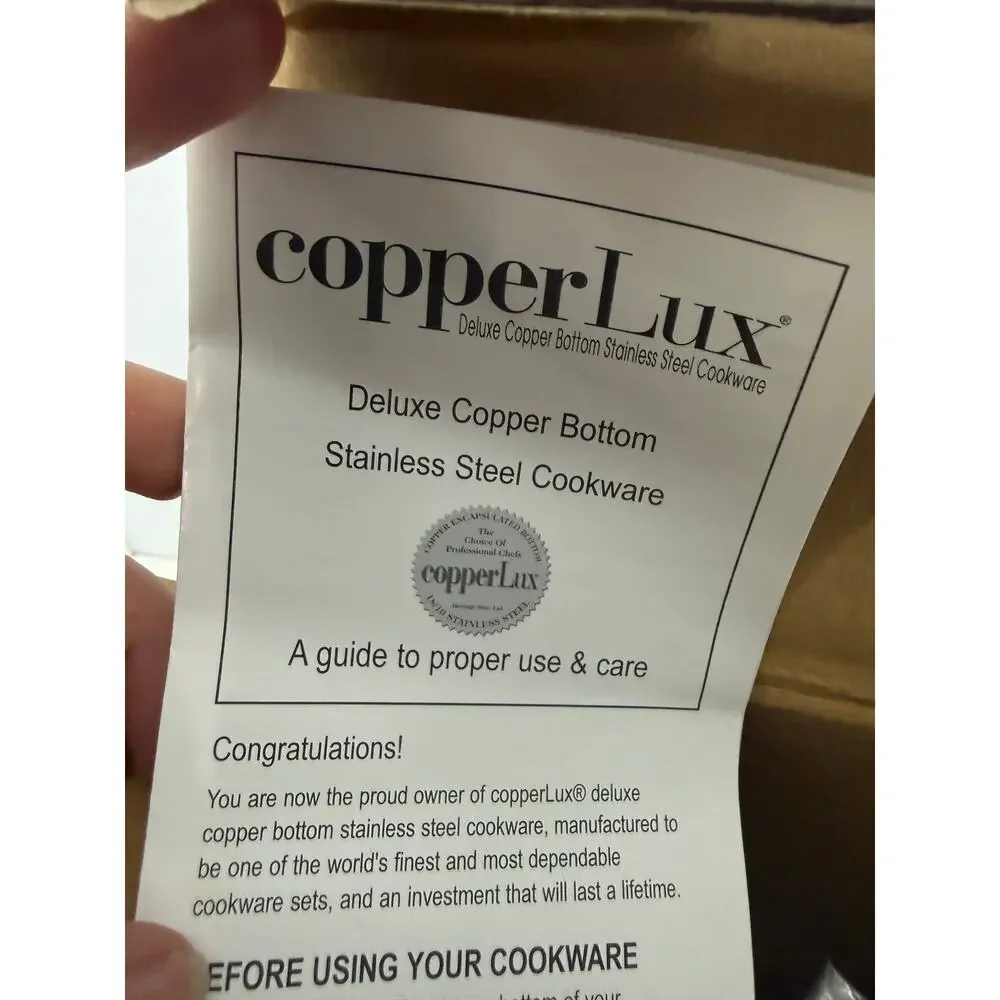Vintage CopperLux 1 Qt Stainless Steel Open Saucepan, New in Box